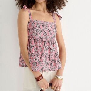 NWT J. Crew Tie-shoulder tank top in Ratti coral vines Size 2